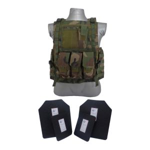 Tactical Scorpion Gear 4 Pc Level III AR500 Body Armor Bearcat Molle Vest Woodland